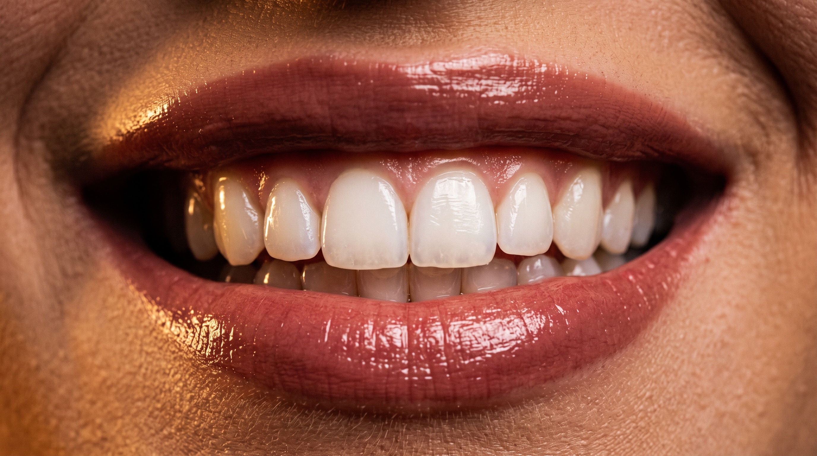 Extreme close-up of a perfectly aligned smile
