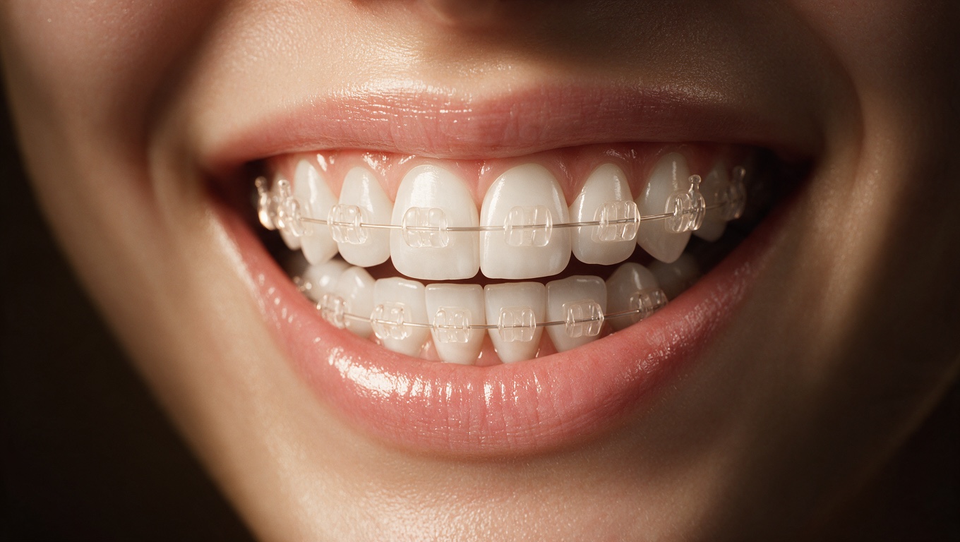 A confident smile with discreet ceramic braces